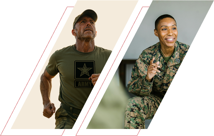 Two military personnel - Army soldier and Marine in uniform