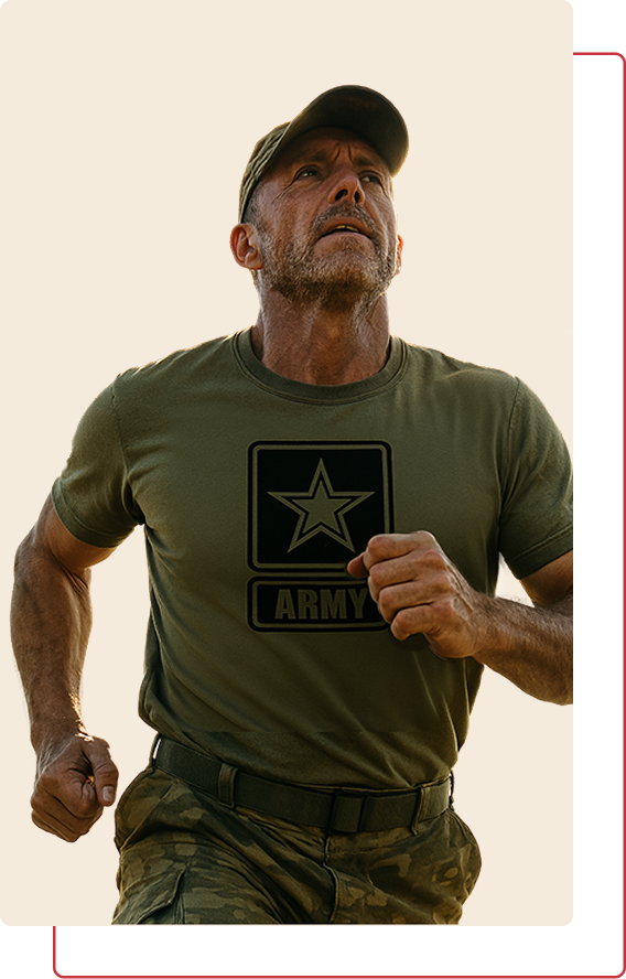 Army soldier running in uniform